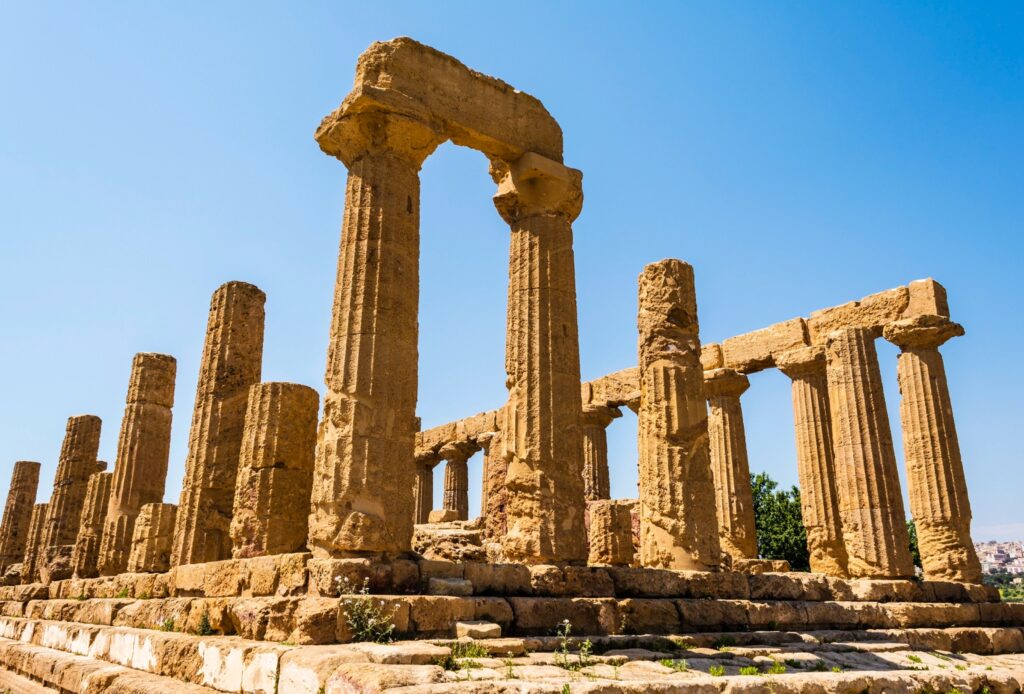 Ancient Greek temple in the Valley of the Temples, Sicily.